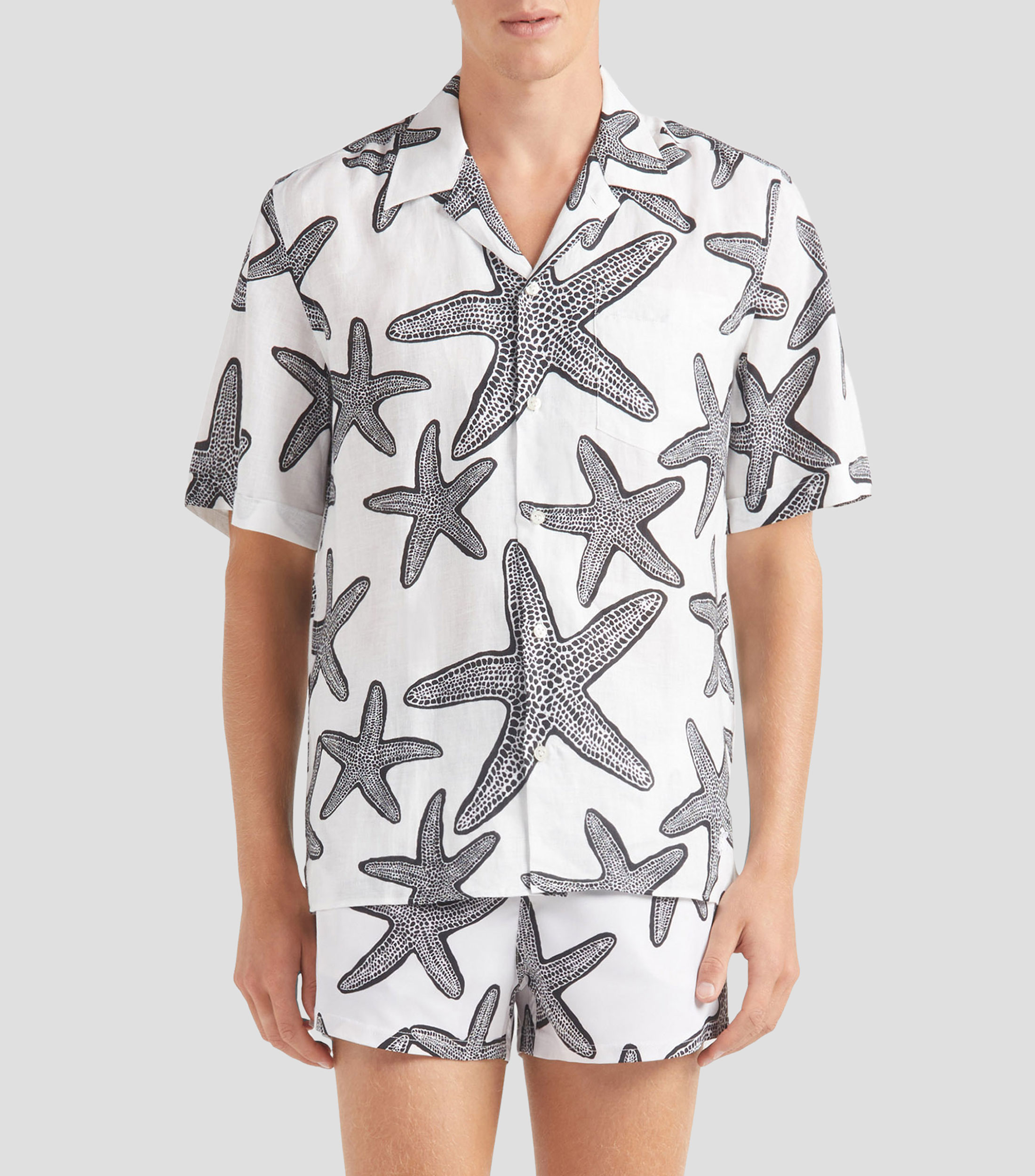 Camisa estampada con manga corta Hombre